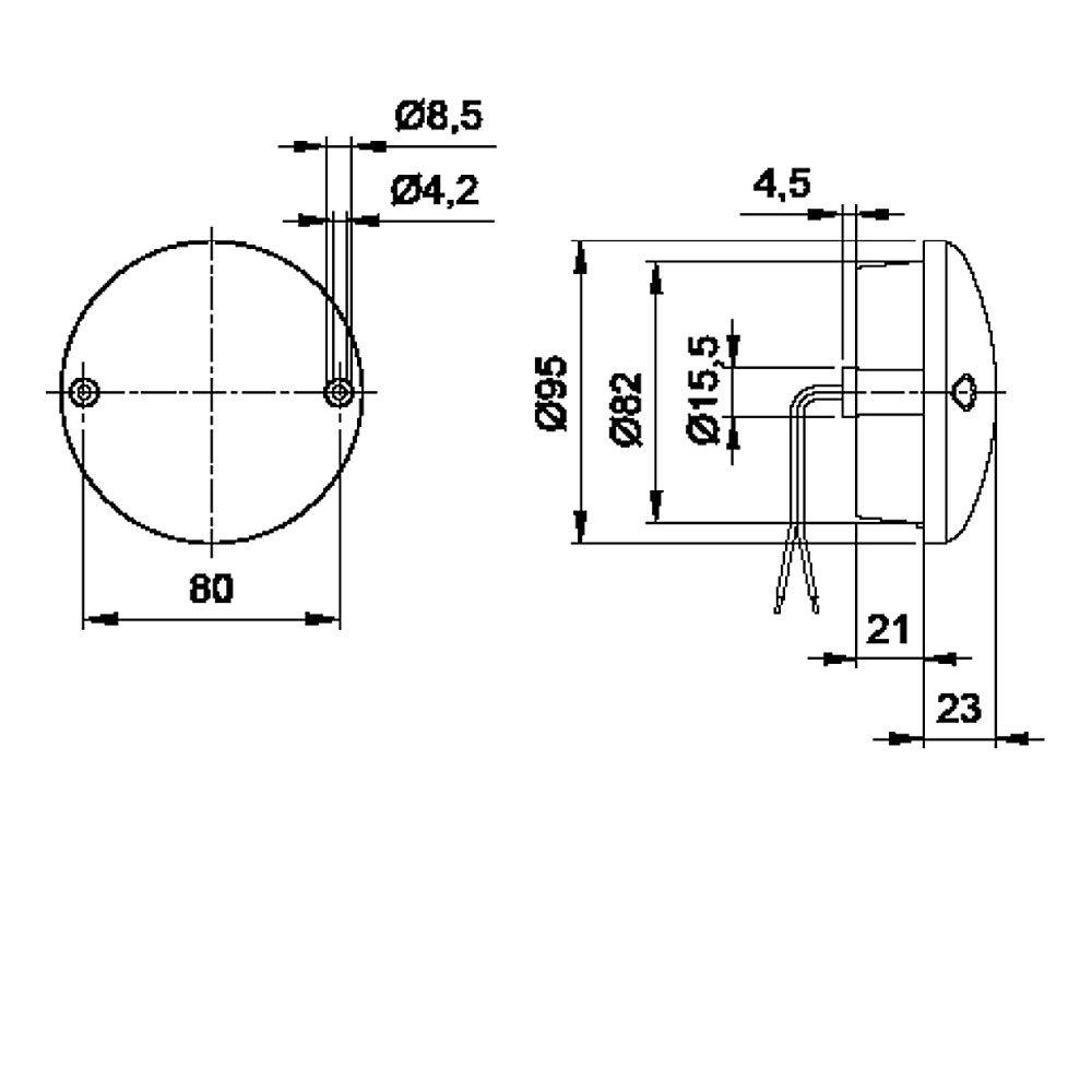 LED Tail Light, type 720, Ø 95mm, 24 volts