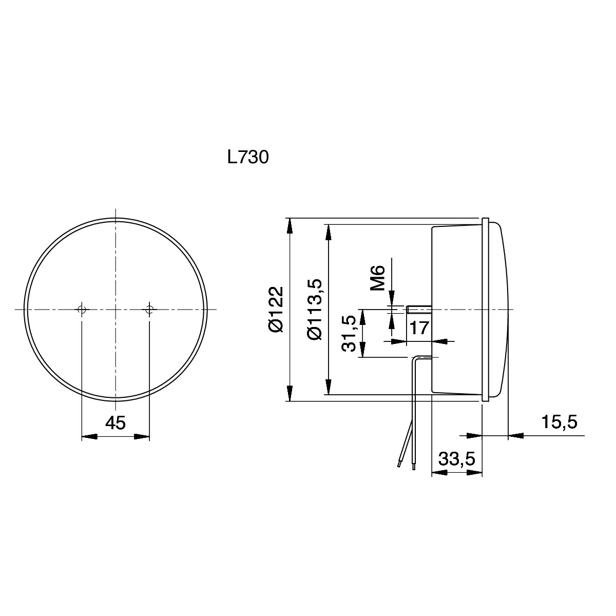 Rücklicht/Bremslicht/Blinker, Typ 730, 24 Volt