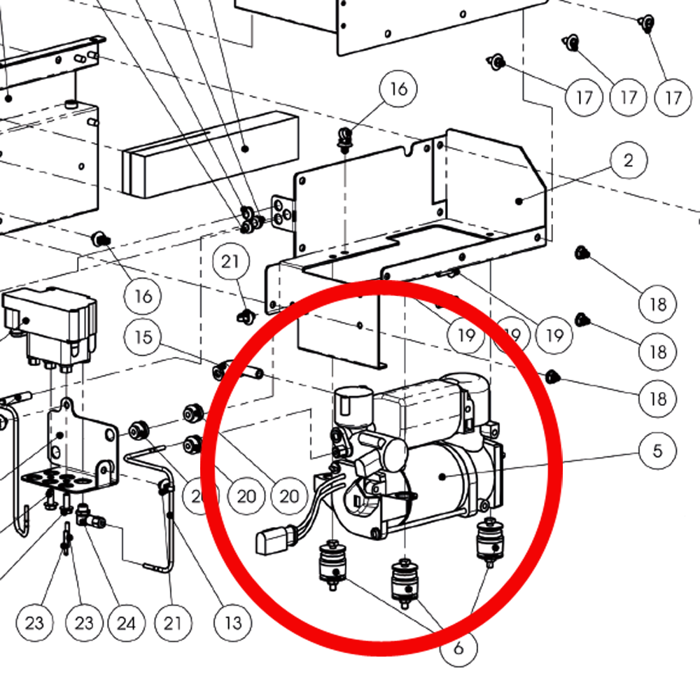 compressore, aria, inclusi relè e hardware di montaggio