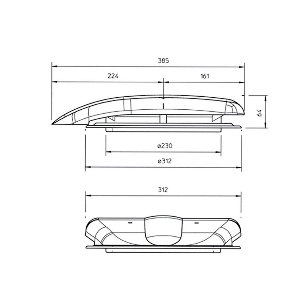 roof fan, electric LeMans, build on black (RAL9005), 12V