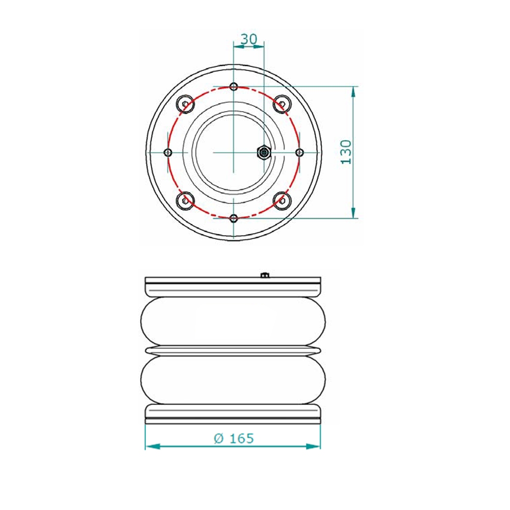 air bellow, 2-chamber, 165mm