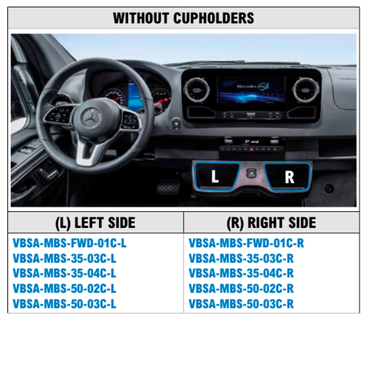 Semi Air, comfort. panel left in cup holder, Sprinter 18>