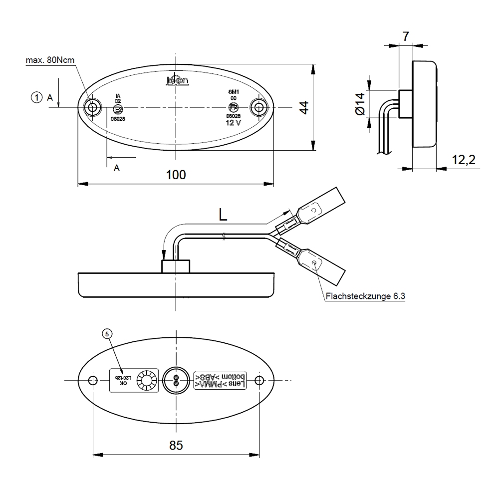 verlichting, markering zij, LED, opbouw, nok achterzijde